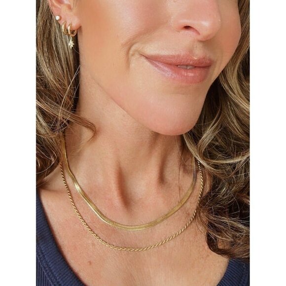 2 in 1! Layered Gold Chain Necklace Non-tarnish Gold Layering Necklace Gorgeous - Picture 5 of 12